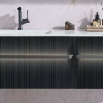 Black painted multi-layer drawer fronts with carvings