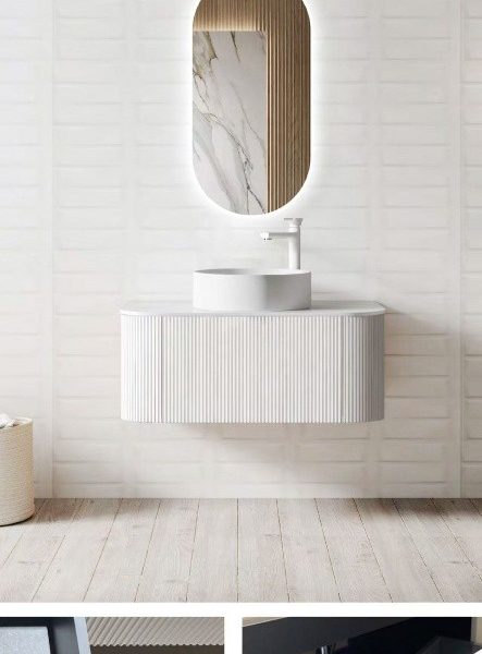 Matte white painted multi-layer drawer fronts with engraving
